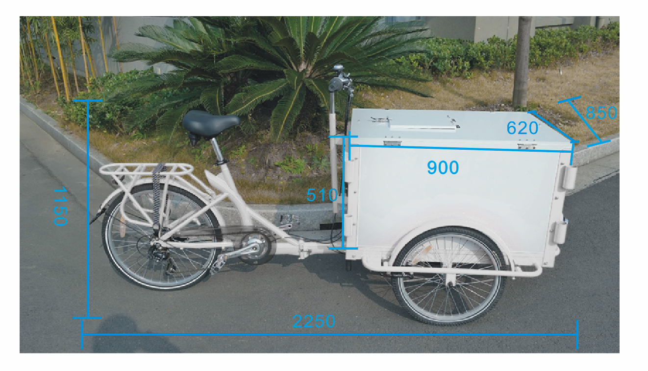 Omcan Front Load Tricycle Ice Cream Bike White Frame With White Wooden Box, item 46660
