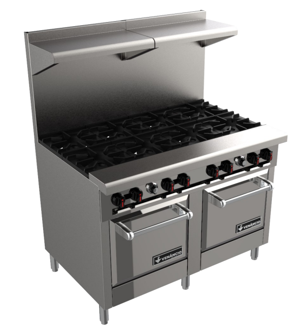Venancio R482ST-48B 48" Elite Range with 8 Burners and 2 Ovens, Restaurant Series