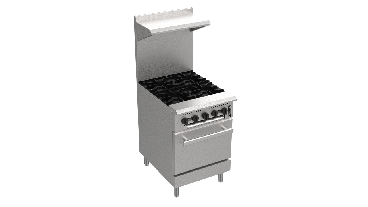 Venancio PRO24G-ST 24" Range with 4 Burners and 1 Oven, Prime Series