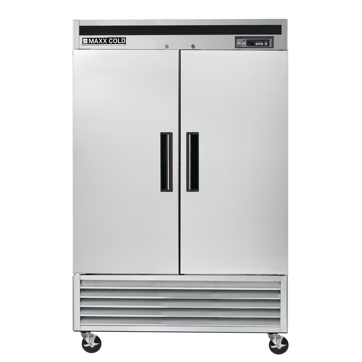 Maxx Cold MCR-49FDHC Double Door Reach-In Refrigerator, Bottom Mount, 54"W, 42.8 cu. ft. Storage Capacity, in Stainless Steel