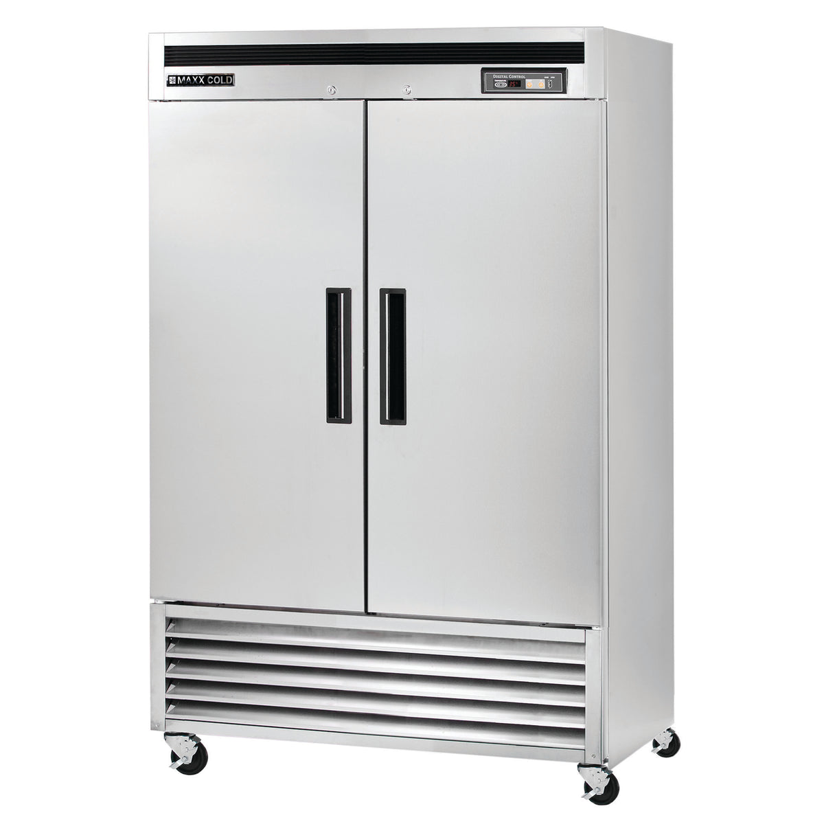 Maxx Cold MCR-49FDHC Double Door Reach-In Refrigerator, Bottom Mount, 54"W, 42.8 cu. ft. Storage Capacity, in Stainless Steel