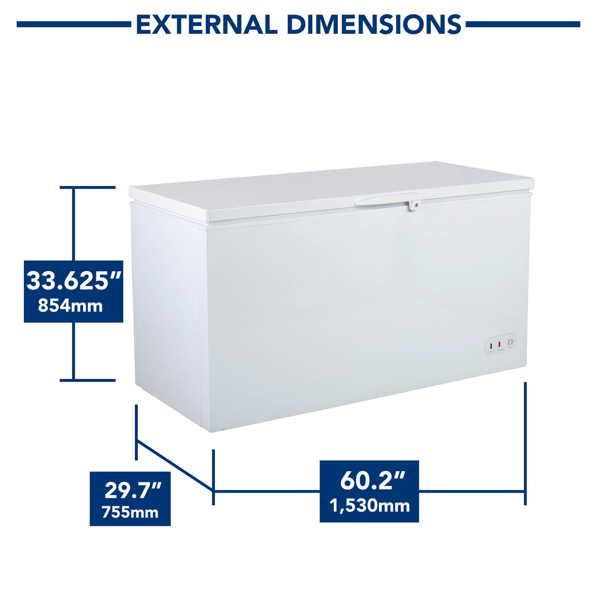 Maxx Cold MXSH15.9SHC Select Series Chest Freezer with Solid Top, 60.2"W, 15.9 cu. ft. Storage Capacity, Locking Lid, in White