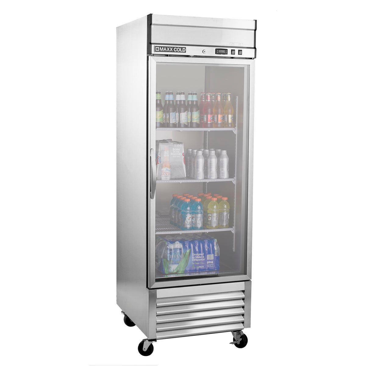 Maxx Cold MXSR-23GDHC Select Series Single Glass Door Reach-In Refrigerator, Bottom Mount, 27"W, 23 cu. ft., Stainless Steel