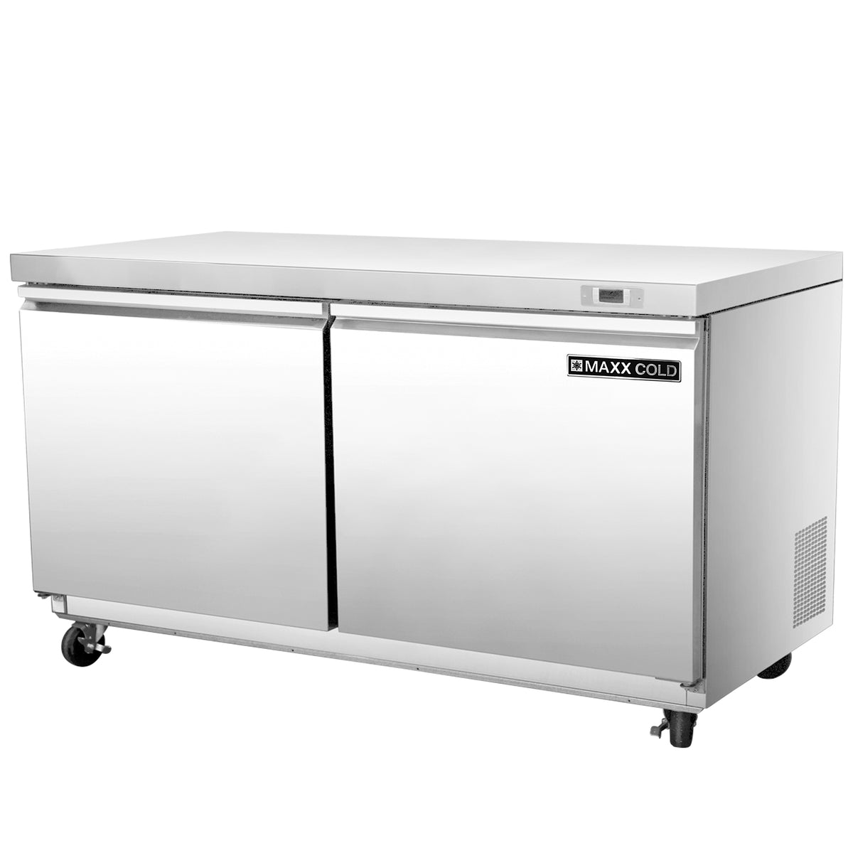 Maxx Cold MXSF60UHC Double Door Undercounter Freezer, 61"W, 14.1 cu. ft. Storage Capacity, in Stainless Steel