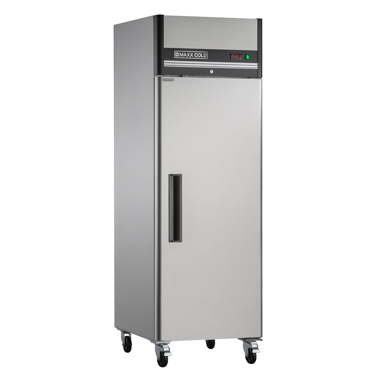 Maxx Cold MXCF-23FDHC X-Series Single Door Reach-in Freezer, Top Mount, 26.8"W, 23 cu. ft. Storage Capacity, in Stainless Steel