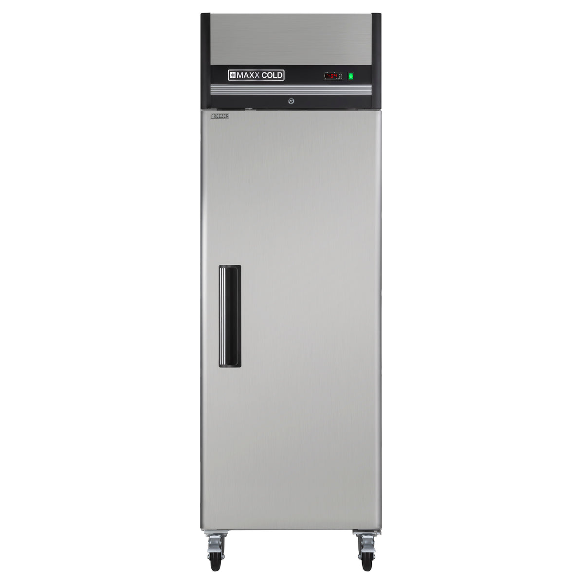 Maxx Cold MXCF-23FDHC X-Series Single Door Reach-in Freezer, Top Mount, 26.8"W, 23 cu. ft. Storage Capacity, in Stainless Steel