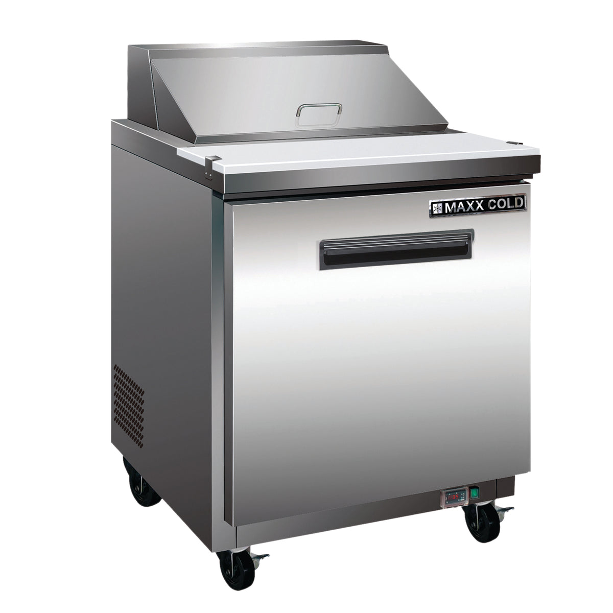 Maxx Cold MXCR29MHC X-Series One-Door Refrigerated Mega Top Prep Table, 29"W, 7 cu. ft. Storage Capacity, in Stainless Steel