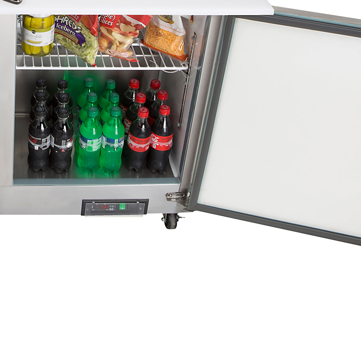 Maxx Cold MXCR29MHC X-Series One-Door Refrigerated Mega Top Prep Table, 29"W, 7 cu. ft. Storage Capacity, in Stainless Steel