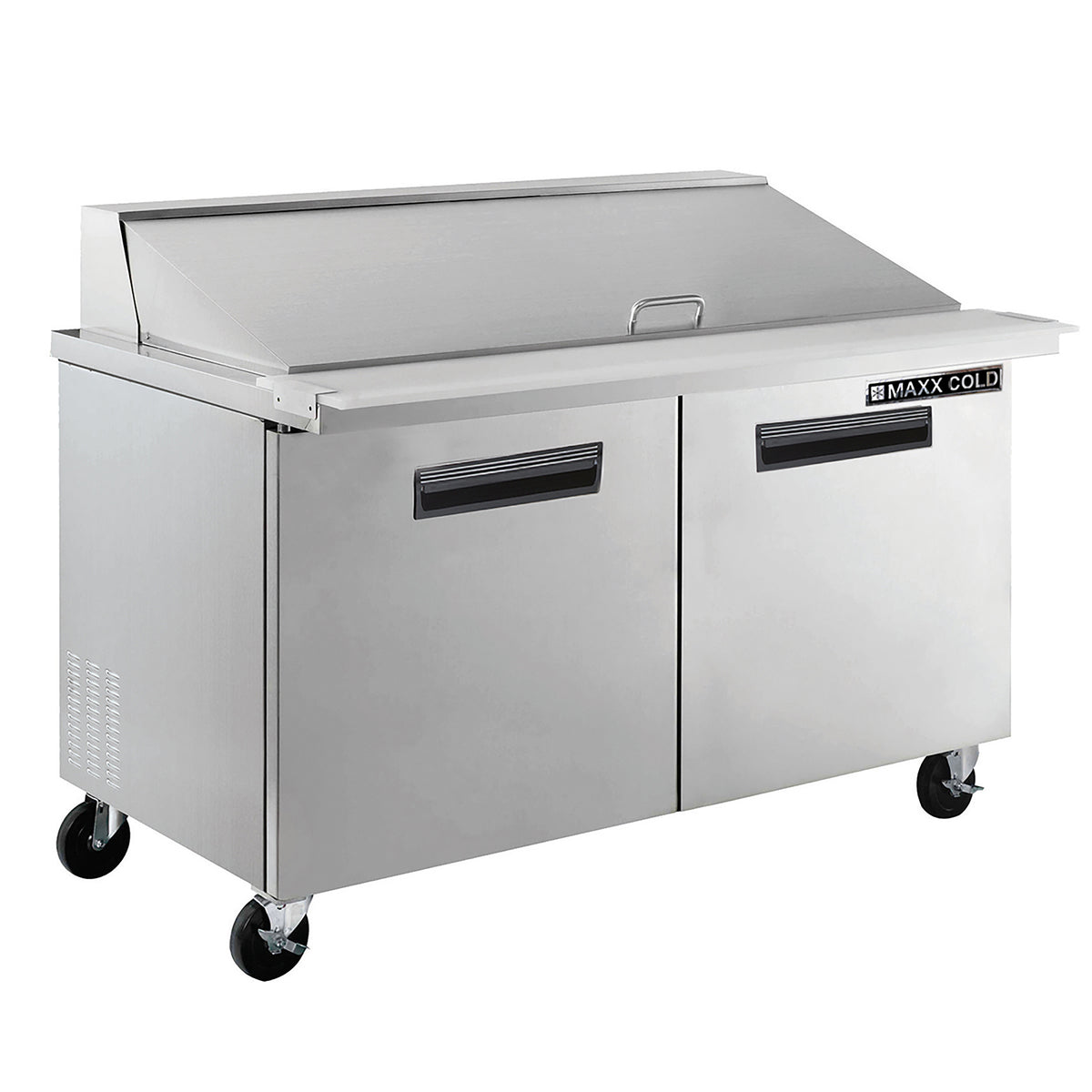 Maxx Cold MXCR60MHC X-Series Two-Door Refrigerated Mega Top Prep Table, 61"W, 15.5 cu. ft. Storage Capacity, in Stainless Steel