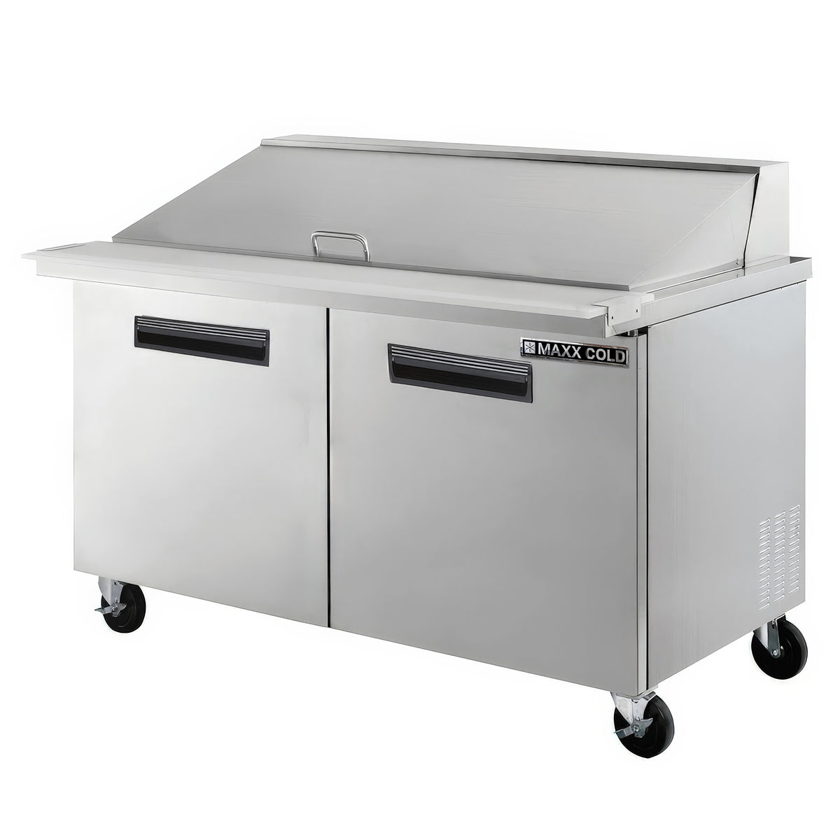 Maxx Cold MXCR60MHC X-Series Two-Door Refrigerated Mega Top Prep Table, 61"W, 15.5 cu. ft. Storage Capacity, in Stainless Steel