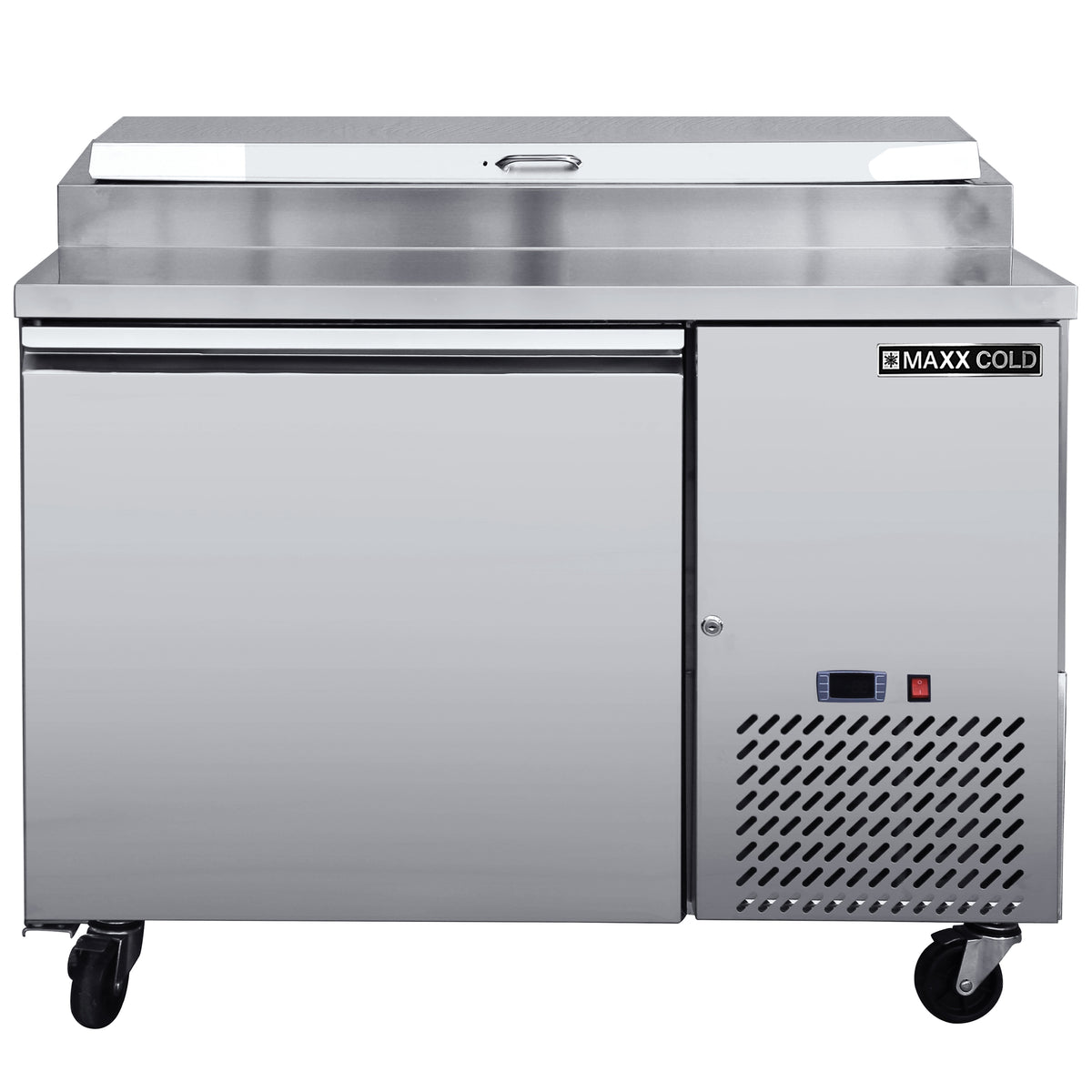 Maxx Cold MXSPP50HC One-Door Refrigerated Pizza Prep Table, 47"W, 10.95 cu. ft. Storage Capacity, Equipped with