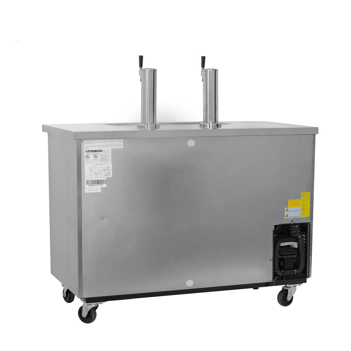 Maxx Cold MXBD60-2SHC X-Series Dual Tower, 2 Tap Beer Dispenser, 61"W, 14.2 cu. ft.