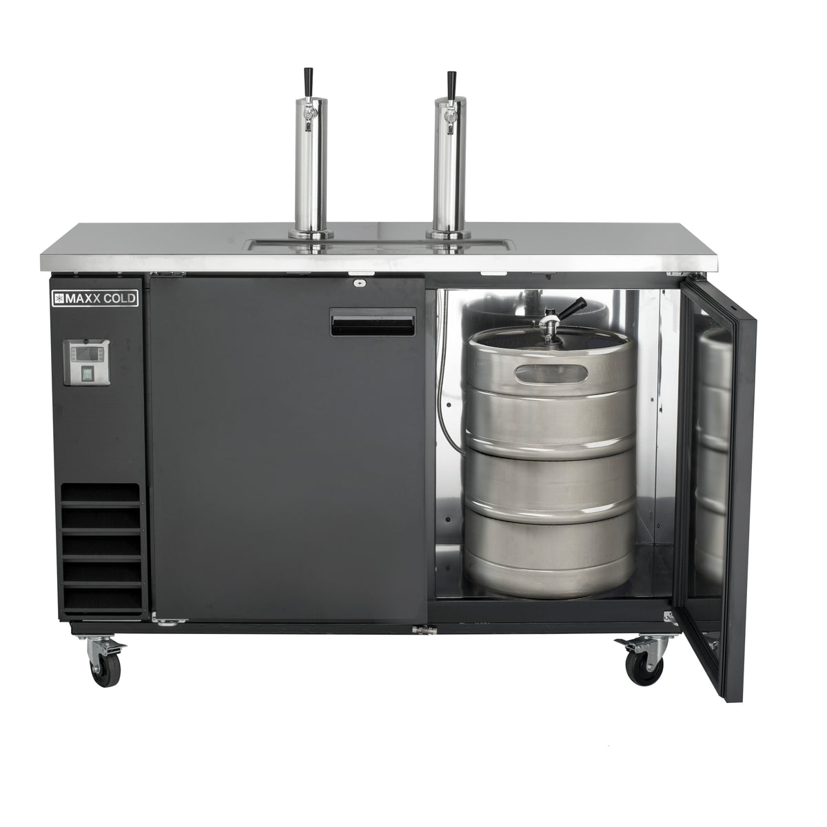 Maxx Cold MXBD60-2BHC X-Series Dual Tower, 2 Tap Beer Dispenser, 61"W, 14.2 cu. ft.