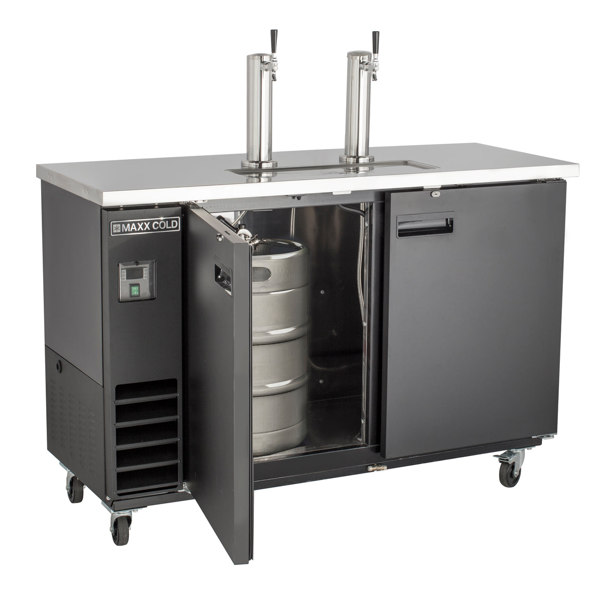 Maxx Cold MXBD60-2BHC X-Series Dual Tower, 2 Tap Beer Dispenser, 61"W, 14.2 cu. ft.