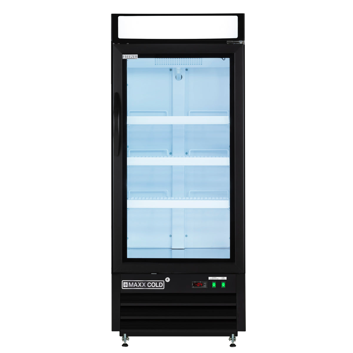 Maxx Cold MXM1-12FBHC X-Series Single Glass Door Merchandiser Freezer, Free Standing, 25"W, 12 cu. ft. Storage Capacity, in Black