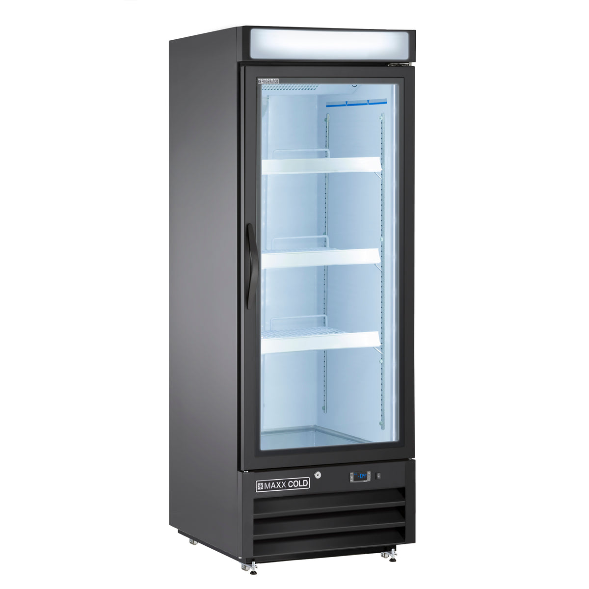 Maxx Cold MXM1-16FBHC X-Series Single Glass Door Merchandiser Freezer, Free Standing, 25"W, 16 cu. ft. Storage Capacity, in Black