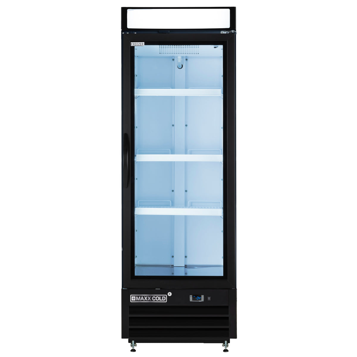 Maxx Cold MXM1-16FBHC X-Series Single Glass Door Merchandiser Freezer, Free Standing, 25"W, 16 cu. ft. Storage Capacity, in Black