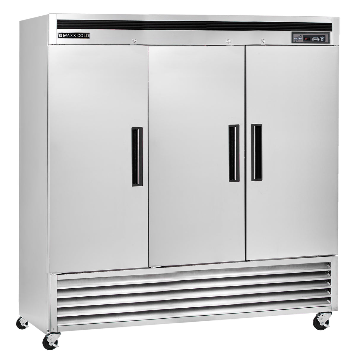 Maxx Cold MCF-72FDHC Triple Door Reach-In Freezer, Bottom Mount, 81"W, 72 cu. ft. Storage Capacity, in Stainless Steel