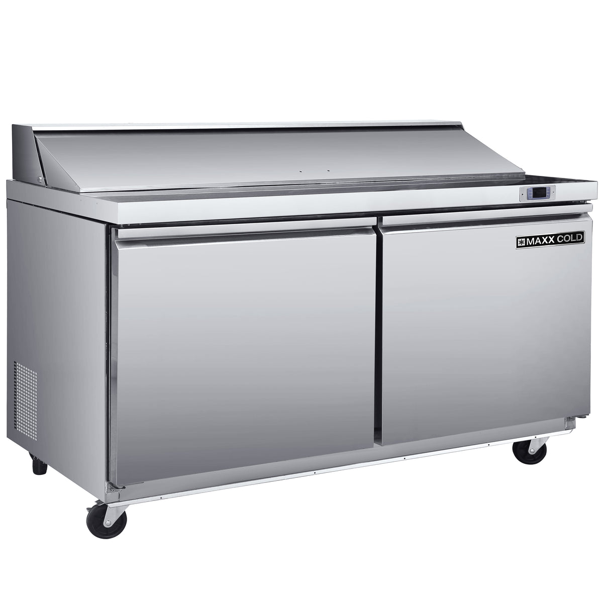 Maxx Cold MXSR60SHC Two-Door Refrigerated Sandwich and Salad Prep Station, 61.2"W, 17.83 cu. ft. Storage Capacity, Equipped with