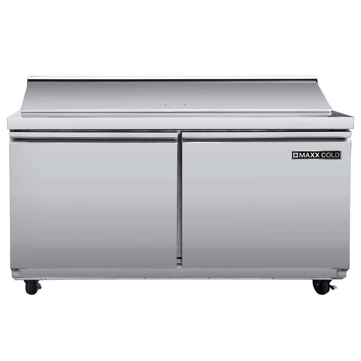 Maxx Cold MXSR60SHC Two-Door Refrigerated Sandwich and Salad Prep Station, 61.2"W, 17.83 cu. ft. Storage Capacity, Equipped with