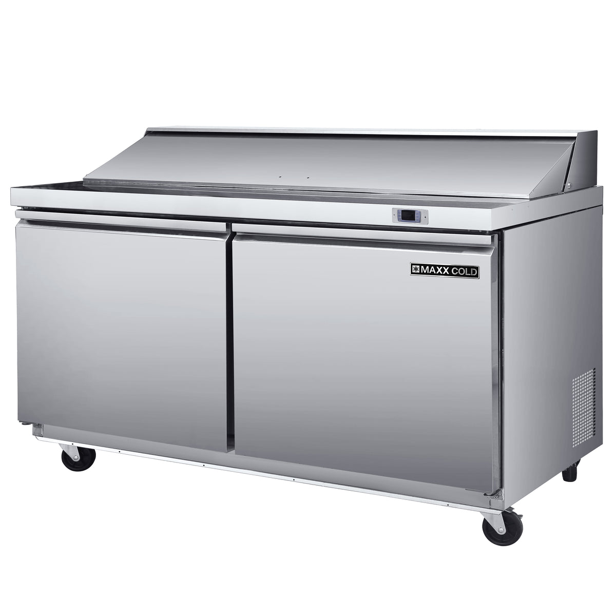 Maxx Cold MXSR60SHC Two-Door Refrigerated Sandwich and Salad Prep Station, 61.2"W, 17.83 cu. ft. Storage Capacity, Equipped with