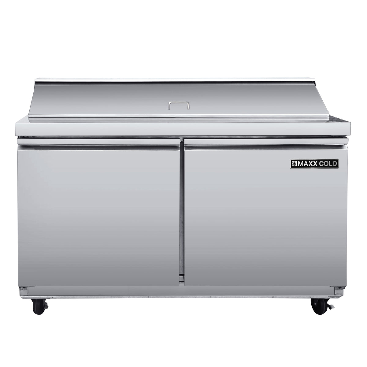 Maxx Cold MXSR48SHC Two-Door Refrigerated Sandwich and Salad Prep Station, 48.4"W, 13.77 cu. ft. Storage Capacity, Equipped with