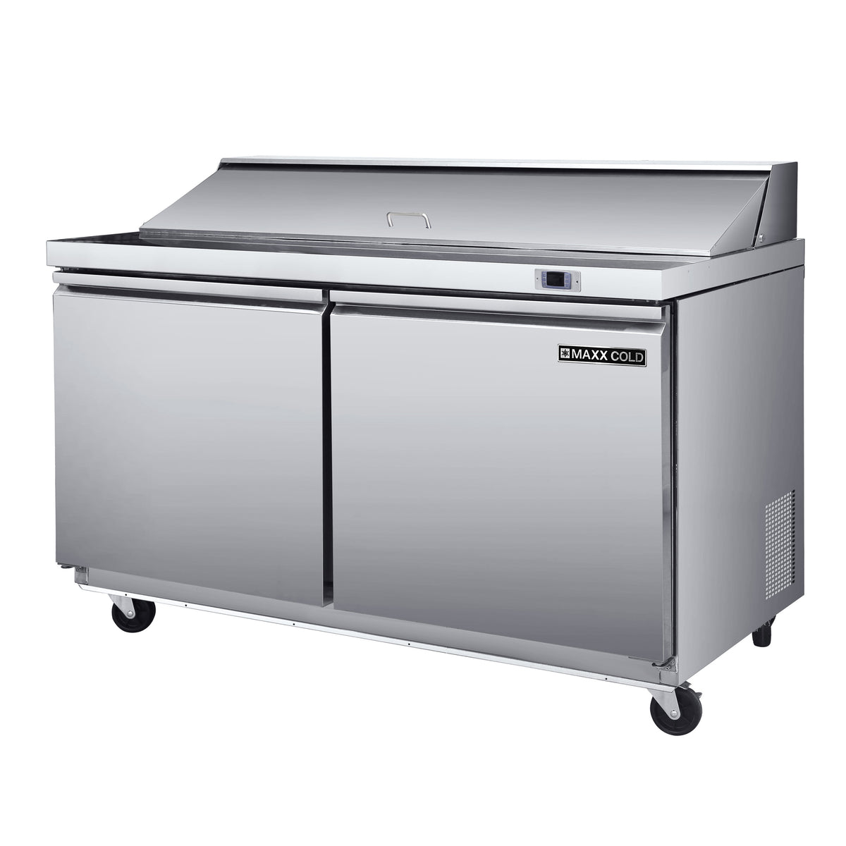 Maxx Cold MXSR48SHC Two-Door Refrigerated Sandwich and Salad Prep Station, 48.4"W, 13.77 cu. ft. Storage Capacity, Equipped with