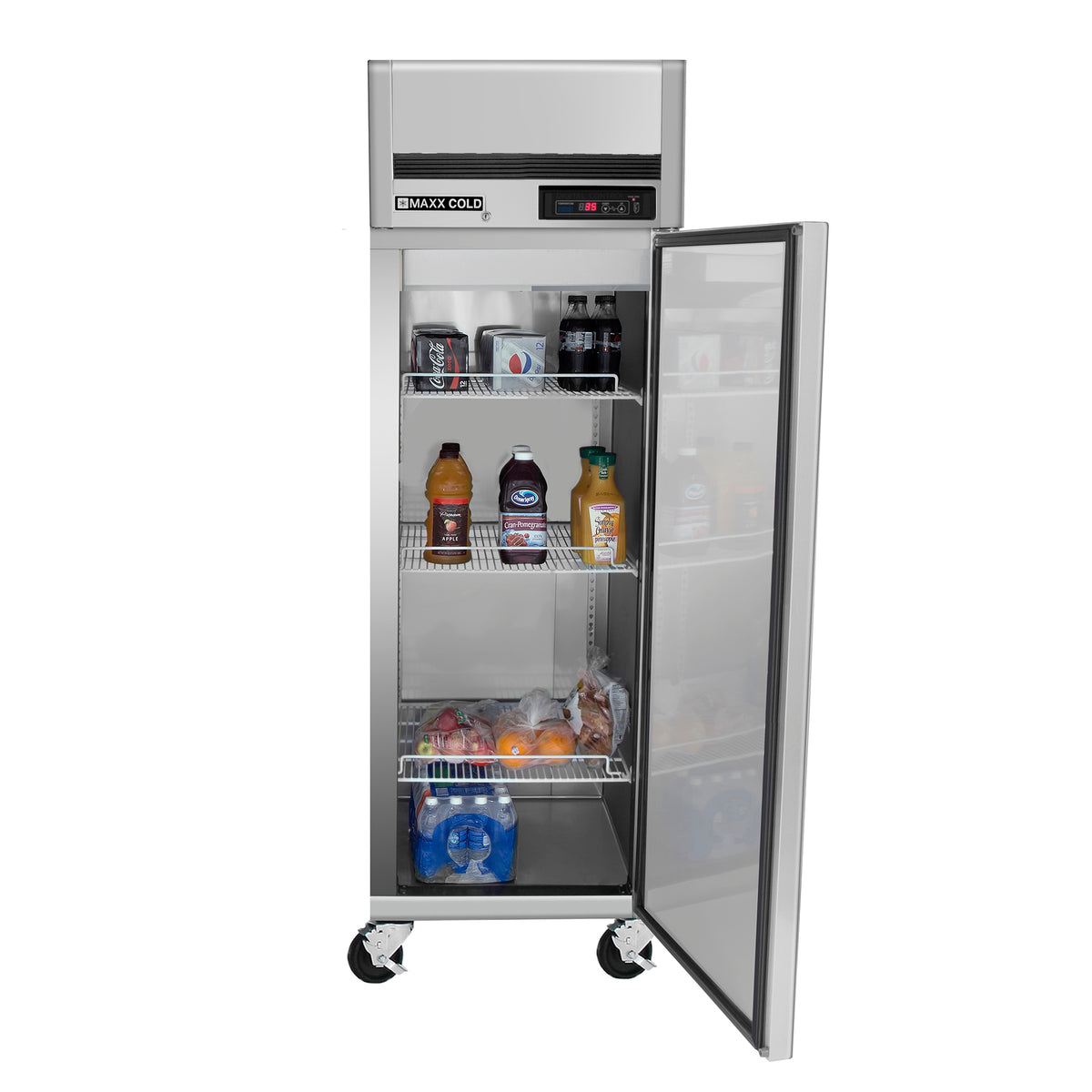 Maxx Cold MCRT-23FDHC Single Door Reach-In Refrigerator Top Mount, 27", 23 cu. ft. Storage Capacity, Energy Star Rated, in Stainless Steel