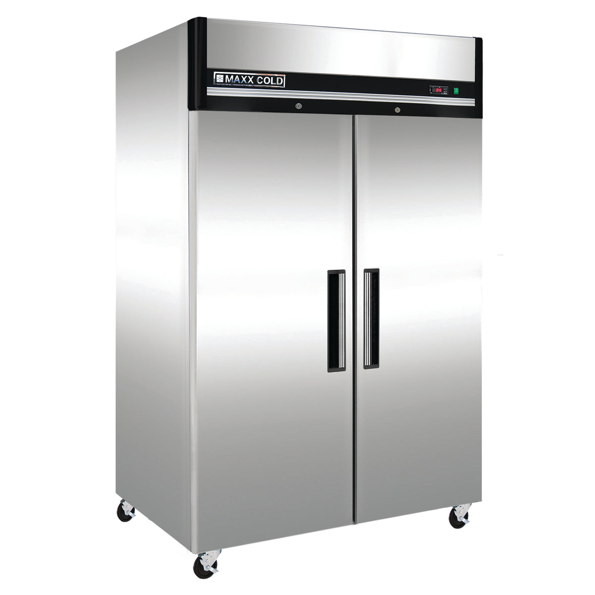 Maxx Cold MCRT-49FDHC Double Door Reach-In Refrigerator, Top Mount, 54"W, 49 cu. ft. Storage Capacity, in Stainless Steel