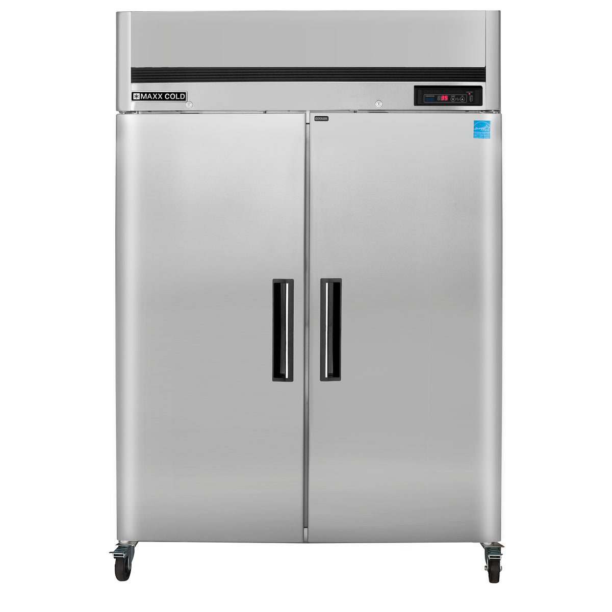 Maxx Cold MCRT-49FDHC Double Door Reach-In Refrigerator, Top Mount, 54"W, 49 cu. ft. Storage Capacity, in Stainless Steel