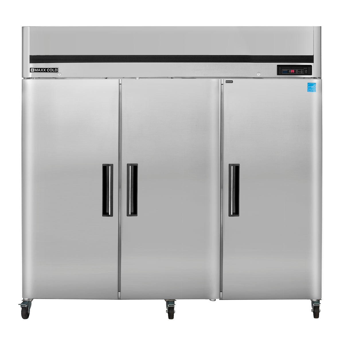 Maxx Cold MCRT-72FDHC Triple Door Reach-In Refrigerator, Top Mount, 81"W, 72 cu. ft. Storage Capacity, in Stainless Steel