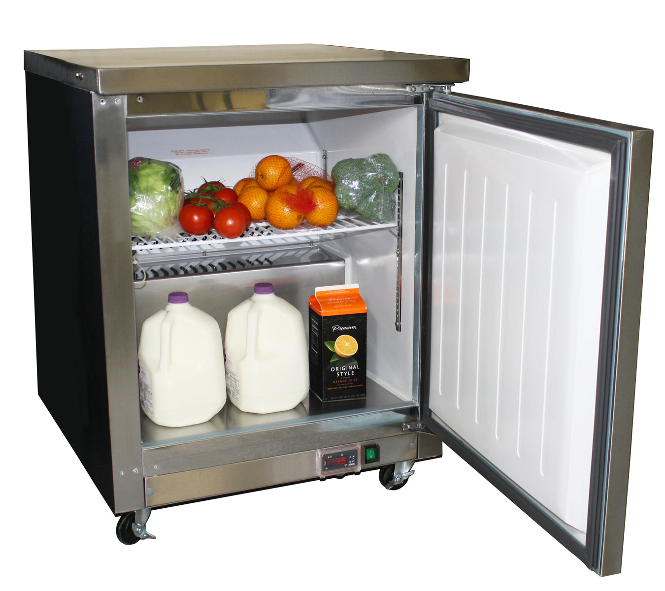 Maxx Cold MXCR27UHC Single Door Undercounter Refrigerator, 27.5"W, 6.5 cu. ft. Storage Capacity, in Stainless Steel