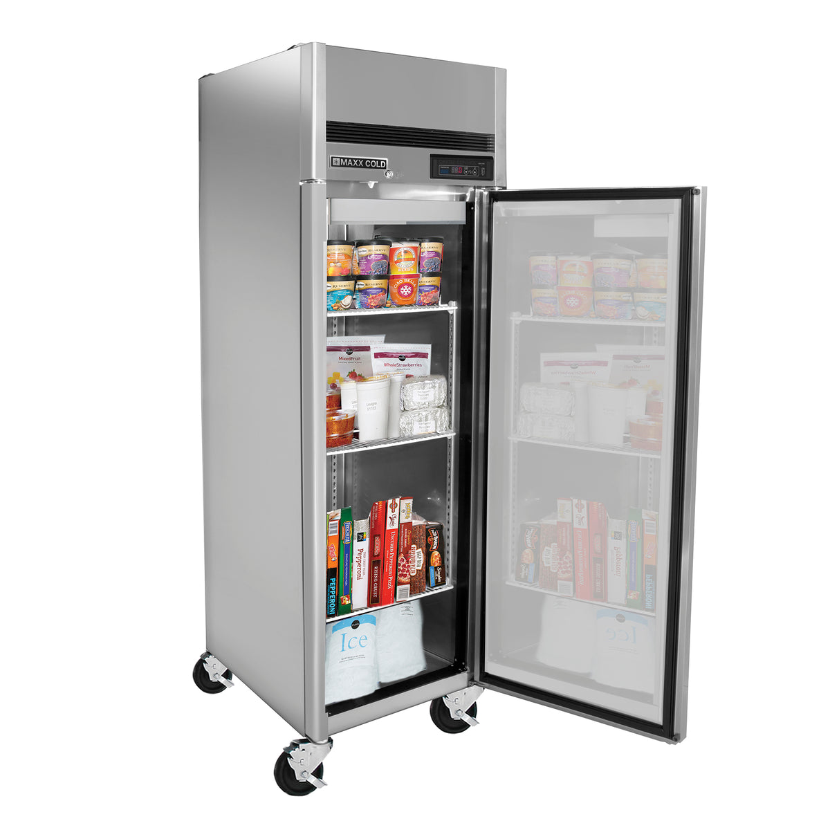 Maxx Cold MCFT-23FDHC Single Door Reach-In Freezer, Top Mount, 27"W, 23 cu. ft. Storage Capacity, Energy Star Rated, in Stainless Steel