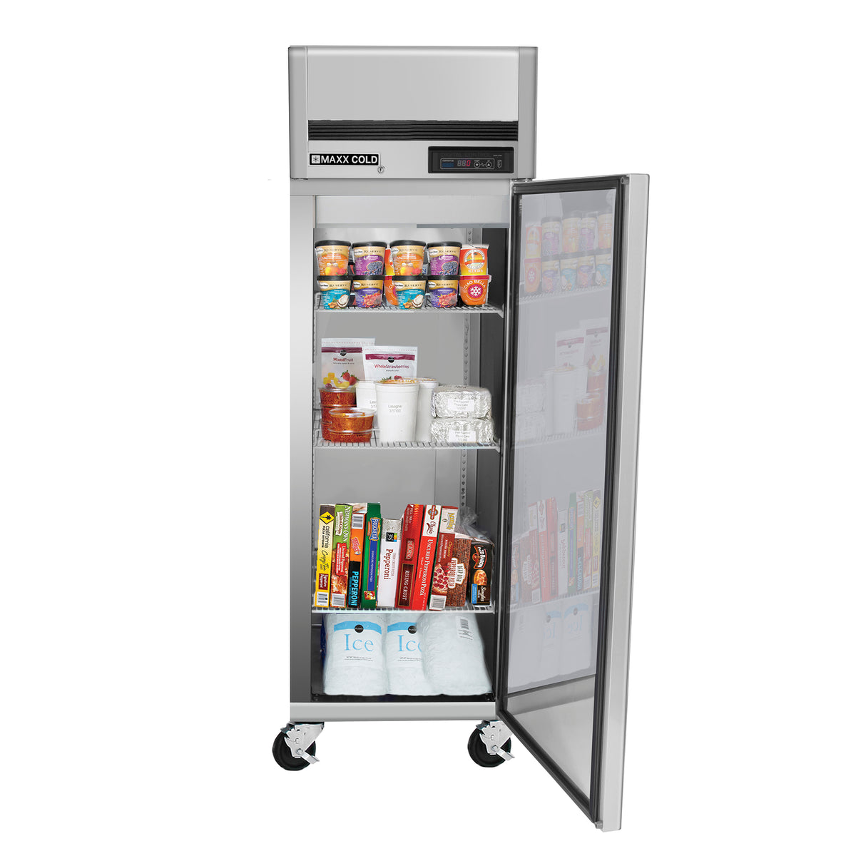 Maxx Cold MCFT-23FDHC Single Door Reach-In Freezer, Top Mount, 27"W, 23 cu. ft. Storage Capacity, Energy Star Rated, in Stainless Steel