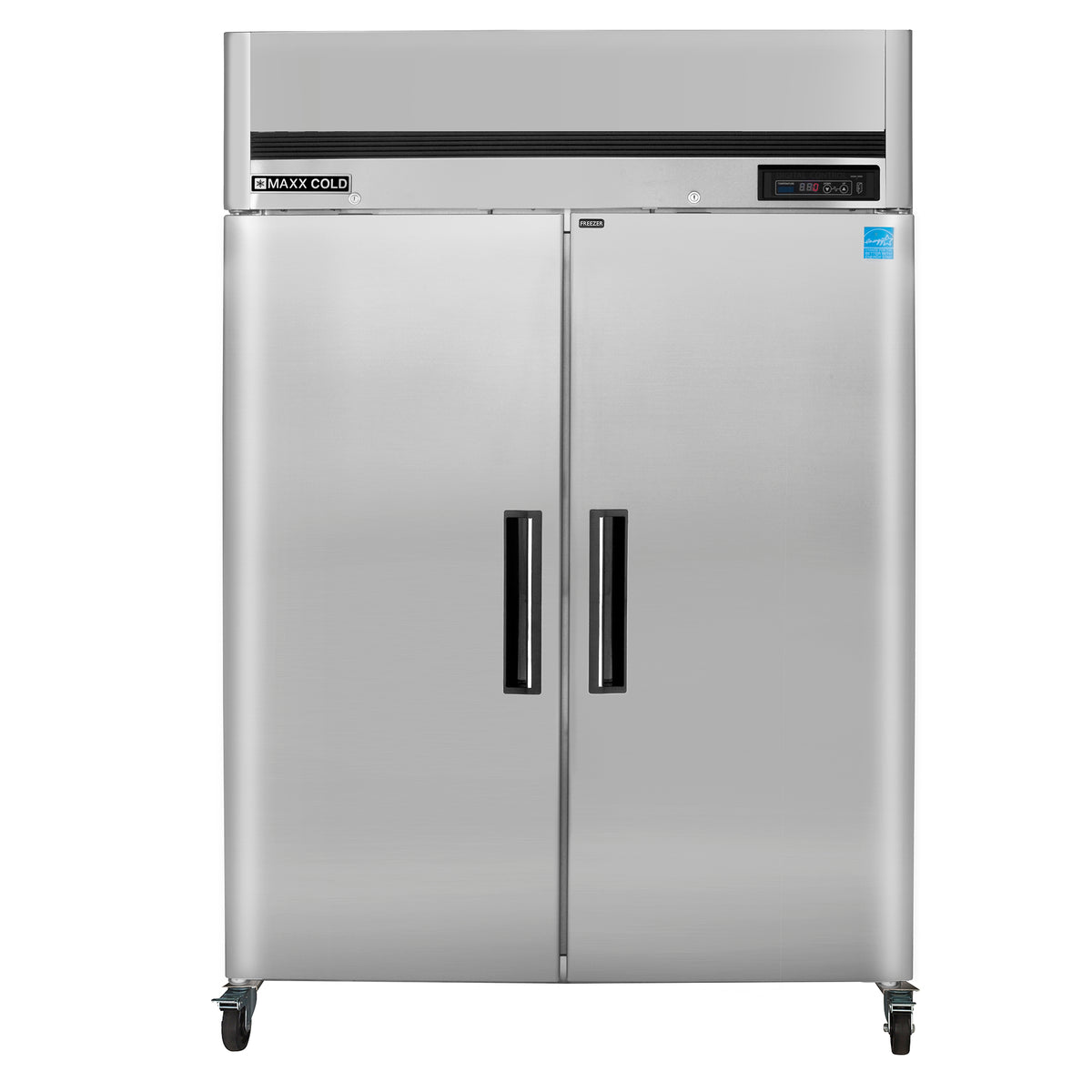 Maxx Cold MCFT-49FDHC Double Door Reach-In Freezer, Top Mount, 54"W, 49 cu. ft. Storage Capacity, Energy Star Rated, in Stainless Steel