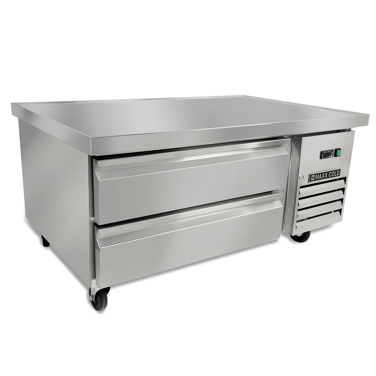 Maxx Cold MXCB48HC X-Series Two-Drawer Refrigerated Chef Base, 50"W, 6.5 cu. ft. Storage Capacity, in Stainless Steel