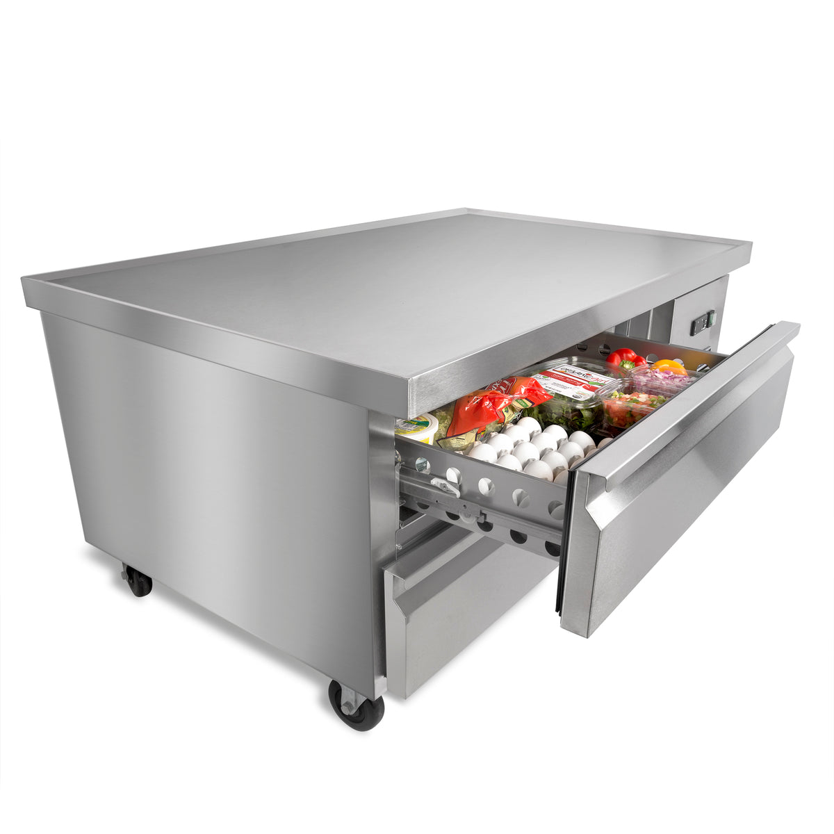 Maxx Cold MXCB48HC X-Series Two-Drawer Refrigerated Chef Base, 50"W, 6.5 cu. ft. Storage Capacity, in Stainless Steel