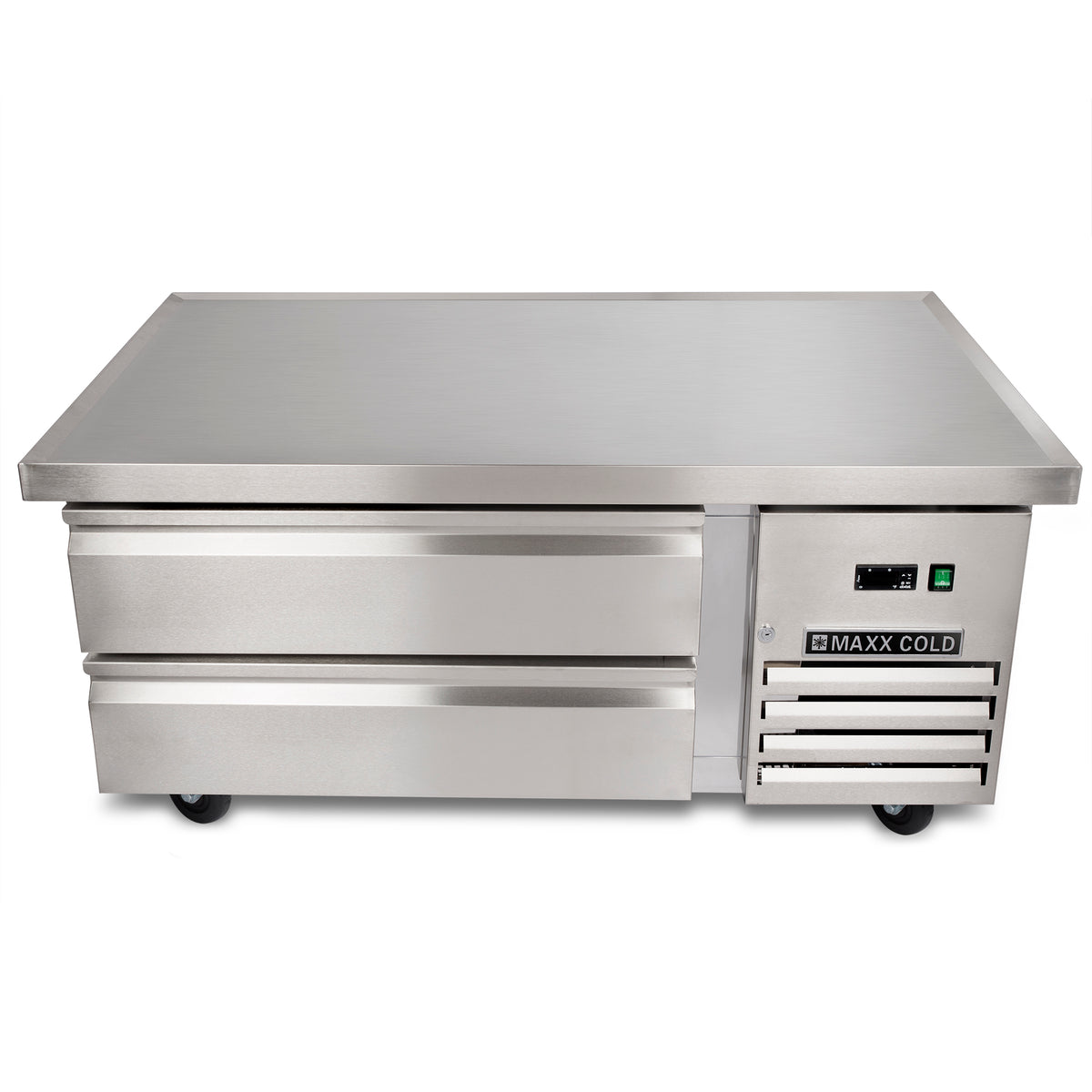 Maxx Cold MXCB48HC X-Series Two-Drawer Refrigerated Chef Base, 50"W, 6.5 cu. ft. Storage Capacity, in Stainless Steel