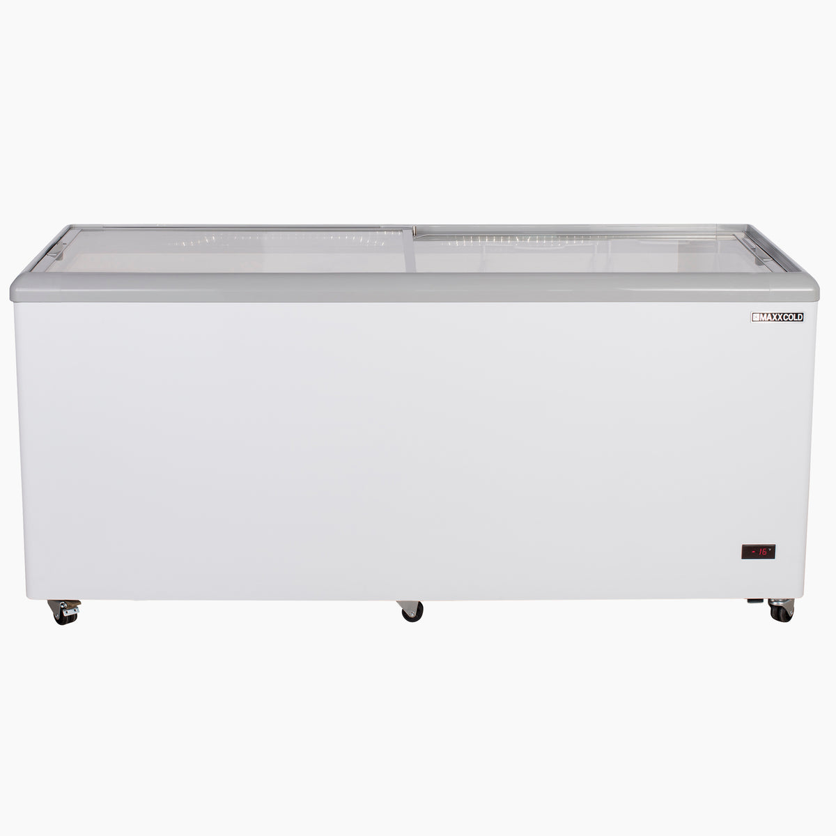 Maxx Cold MXF71F X-Series Sliding Glass Top Mobile Ice Cream Display Freezer, 71"W, 16 cu. ft. Storage Capacity, in White