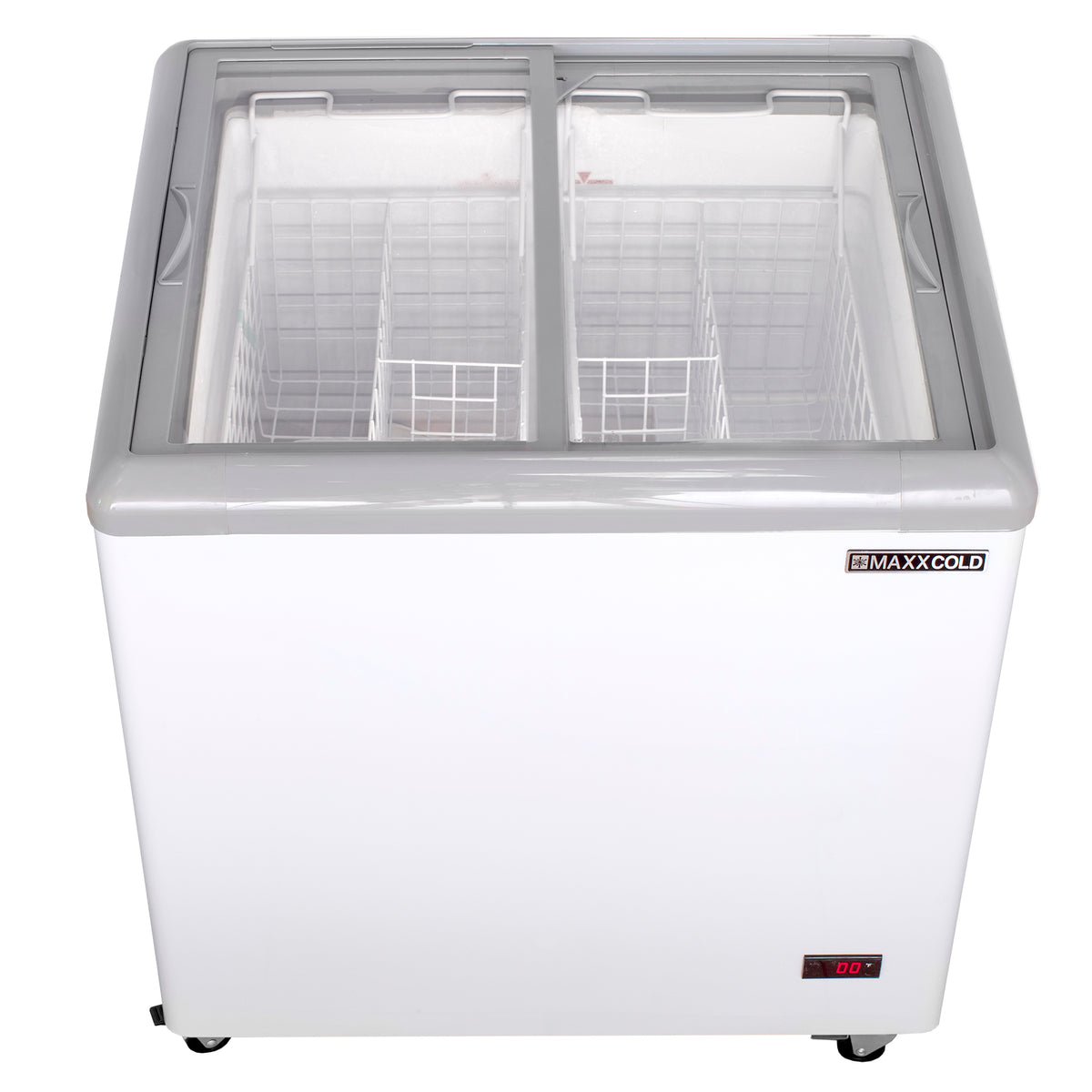 Maxx Cold MXF31F X-Series Sliding Glass Top Mobile Ice Cream Display Freezer, 31"W, 5.8 cu. ft. Storage Capacity, in White