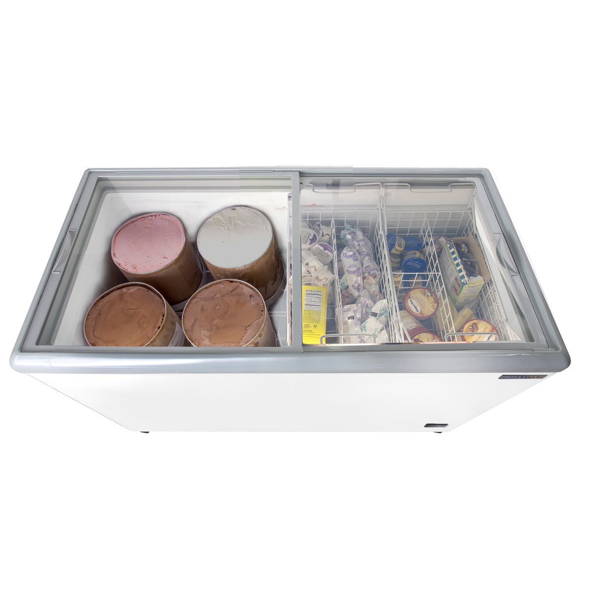 Maxx Cold MXF52F X-Series Sliding Glass Top Mobile Ice Cream Display Freezer, 52"W, 11 cu. ft. Storage Capacity, in White