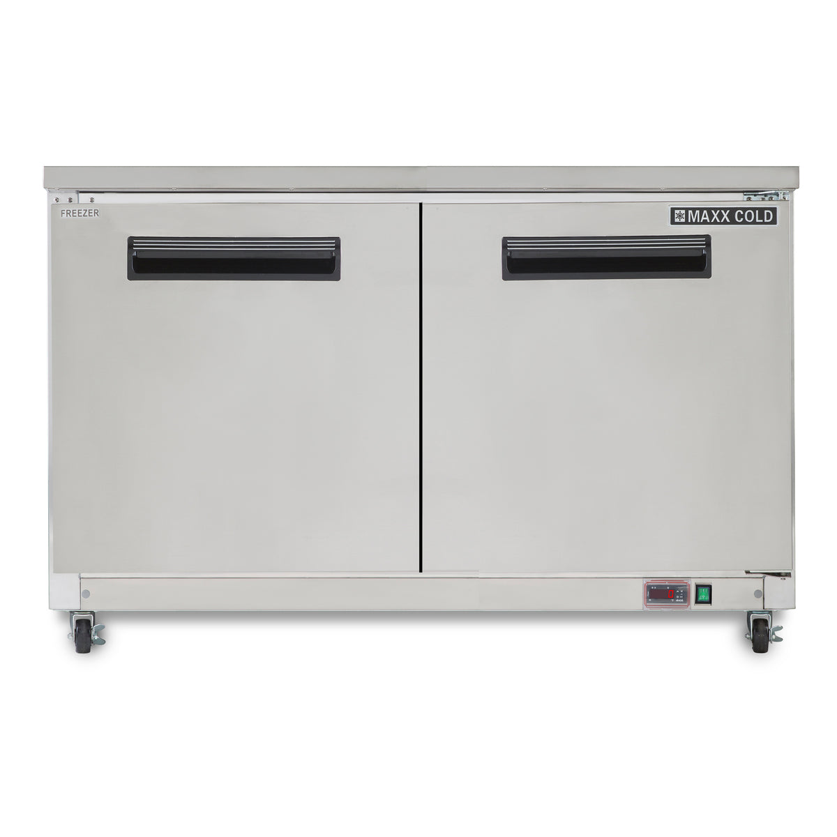 Maxx Cold MXCF48UHC Double Door Undercounter Freezer, 48.3"W, 12 cu. ft. Storage Capacity, in Stainless Steel