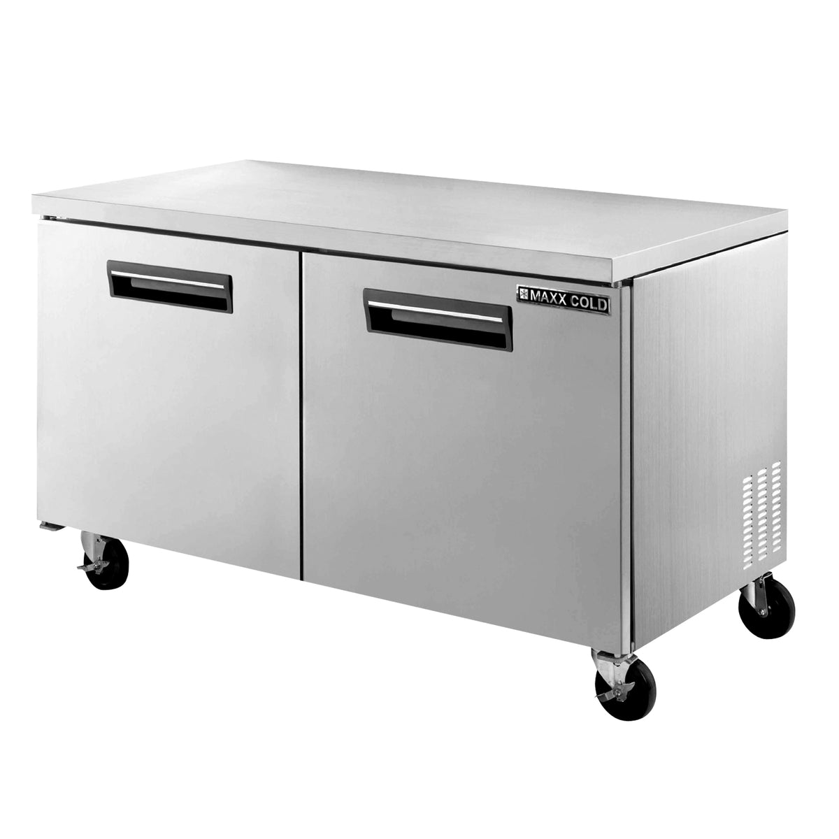 Maxx Cold MXCF48UHC Double Door Undercounter Freezer, 48.3"W, 12 cu. ft. Storage Capacity, in Stainless Steel