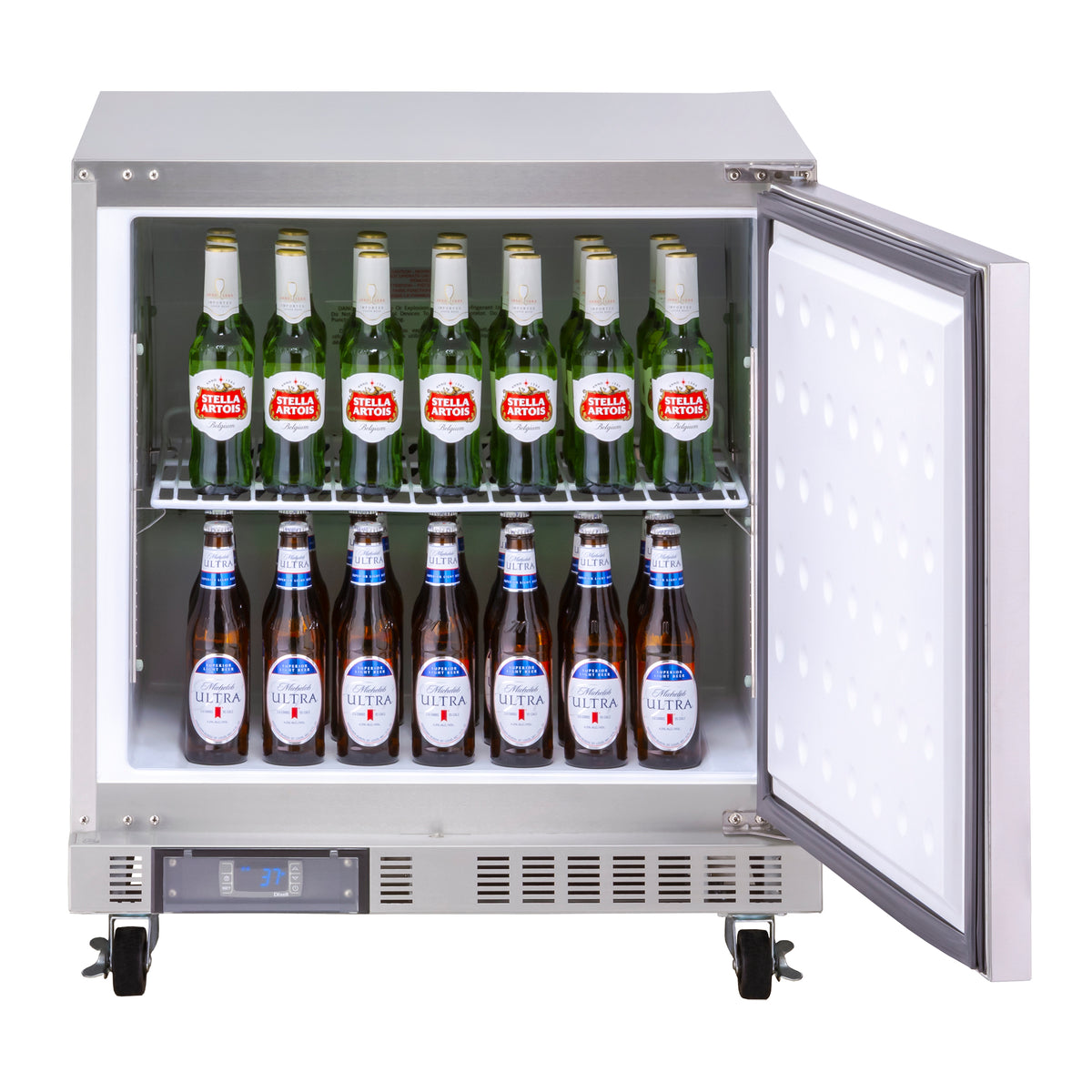 Maxx Cold MXCR27UFBHC X-Series Single Door Compact Undercounter Refrigerator, 27.5"W, 6.5 cu. ft. Storage Capacity, in Stainless Steel