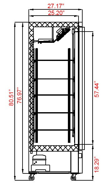 Coldline D4-B 98" Four Glass Door Merchandiser Freezer with LED Lighting, Black