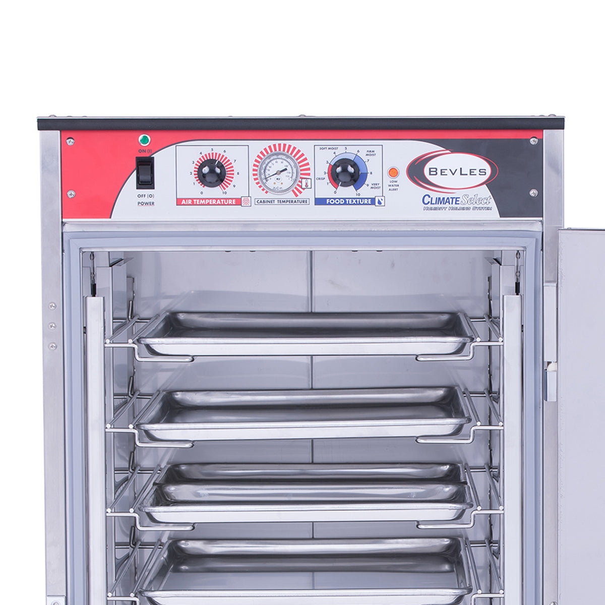 BevLes HCSS74 Climate Select Full Size Humidity Controlled Insulated Heated Holding Cabinet, Universal Width, 115V, in Silver (HCSS74W121)