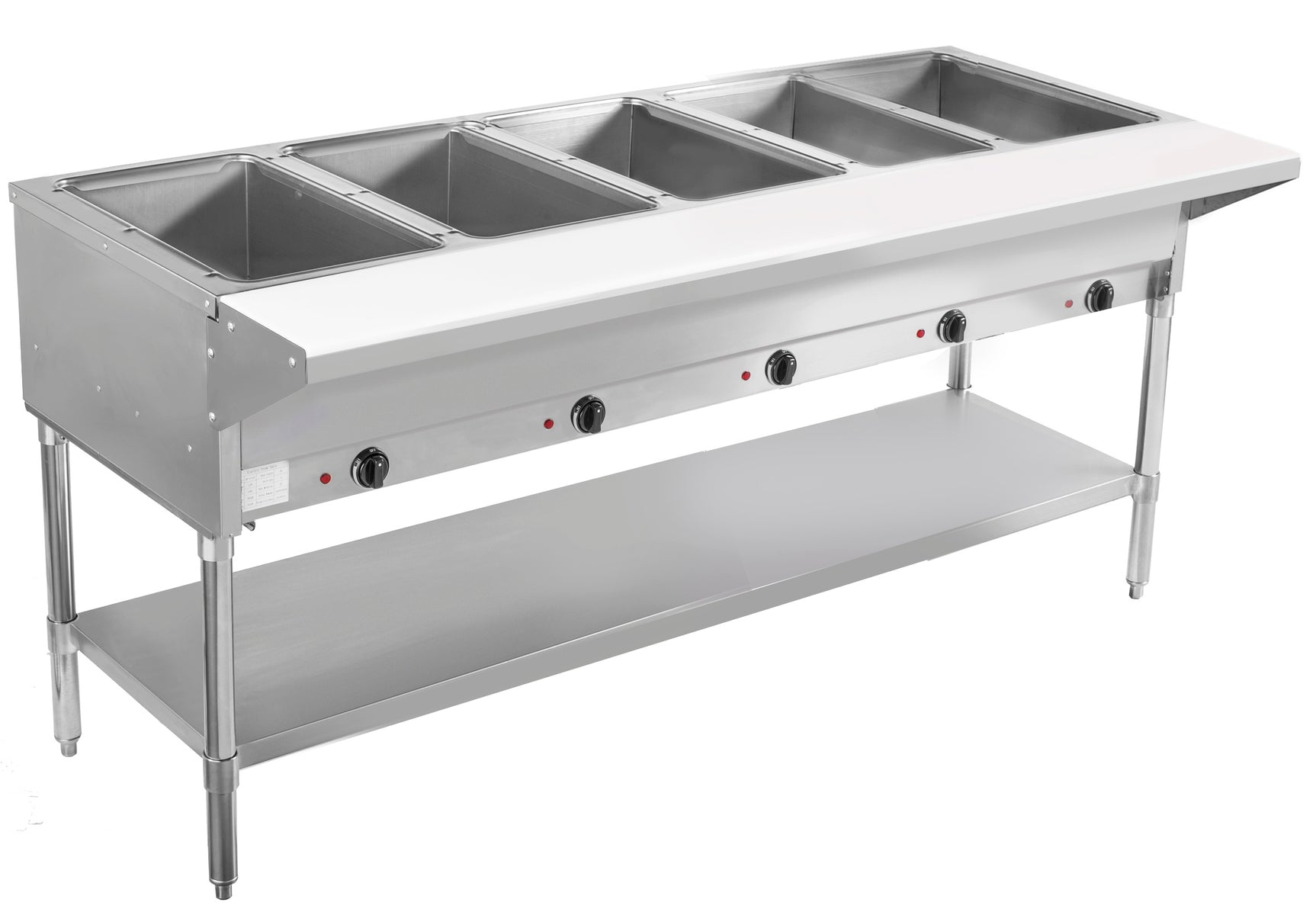 BevLes BVST-5 5 Well Electric Steam Table, 230V, in Silver (BVST-5-240)