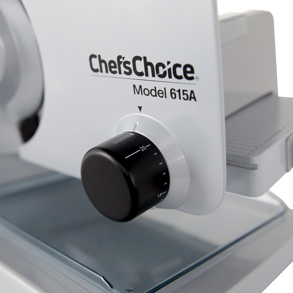 Chef's Choice 615 Electric Meat, Cheese and Bread Slicer with 7" Stainless Blade and Adjustable Thickness Control, in Silver (615A000)