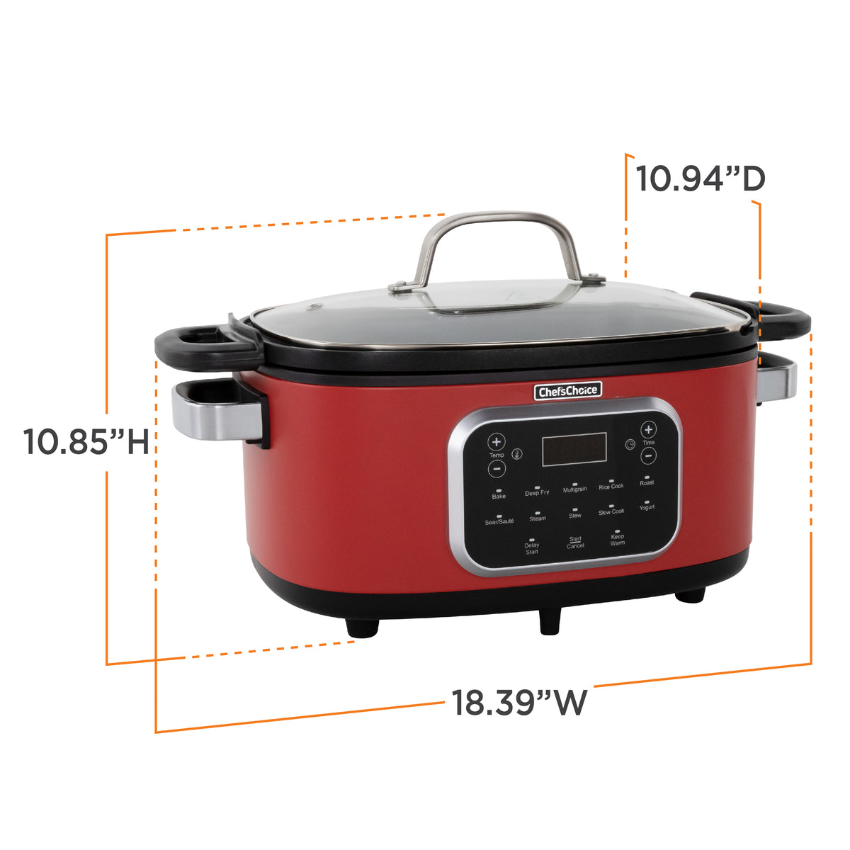 Chef's Choice VCCC20 12-in-1 Multi-Cooker, 6 Qt., in Red (VCCC20RD13)