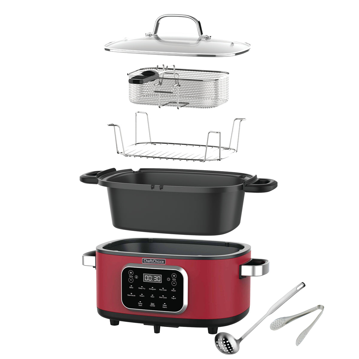 Chef's Choice VCCC20 12-in-1 Multi-Cooker, 6 Qt., in Red (VCCC20RD13)